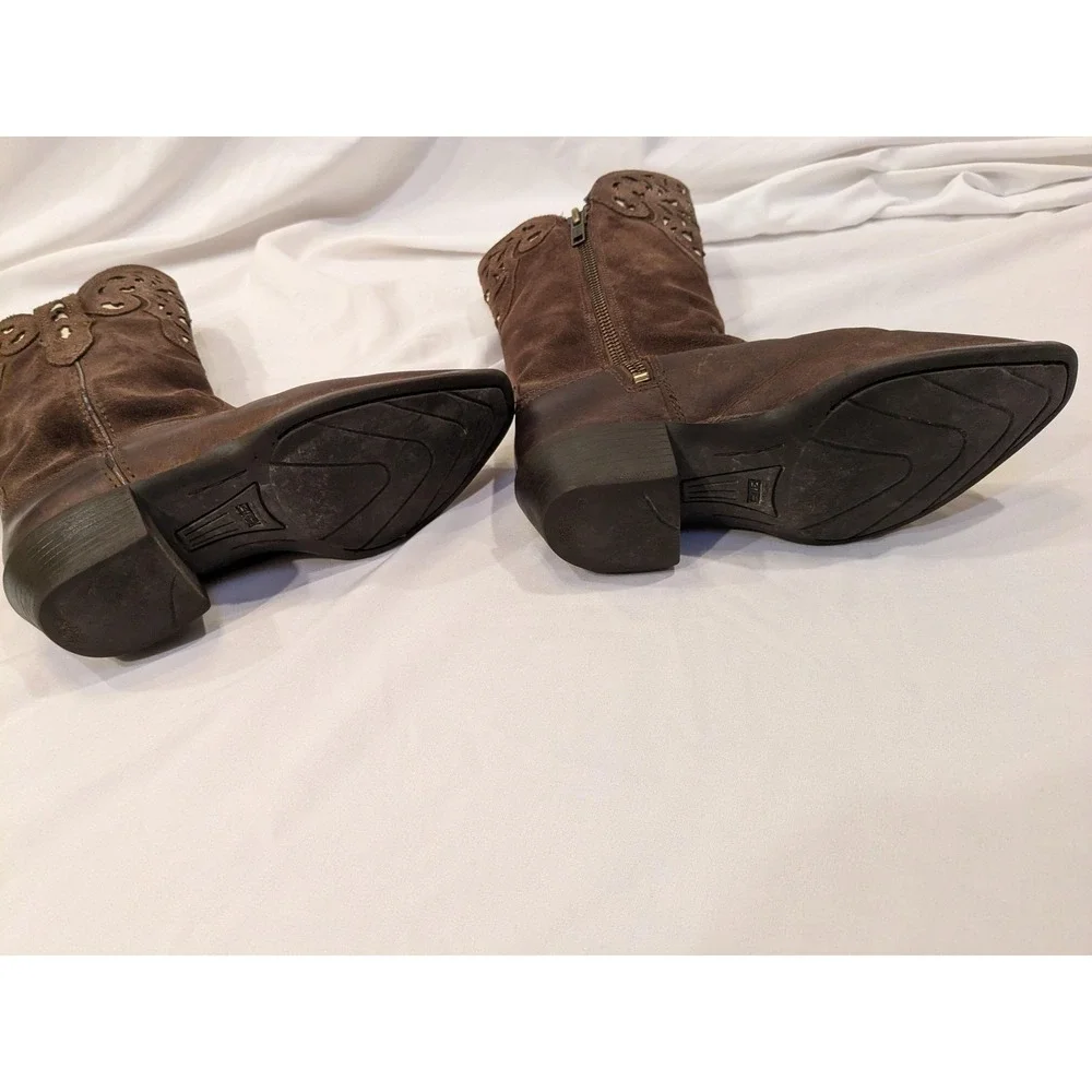 Ariat Boots Kids Size 11 Brown Leather Western Zip Cowboy Style 10010913